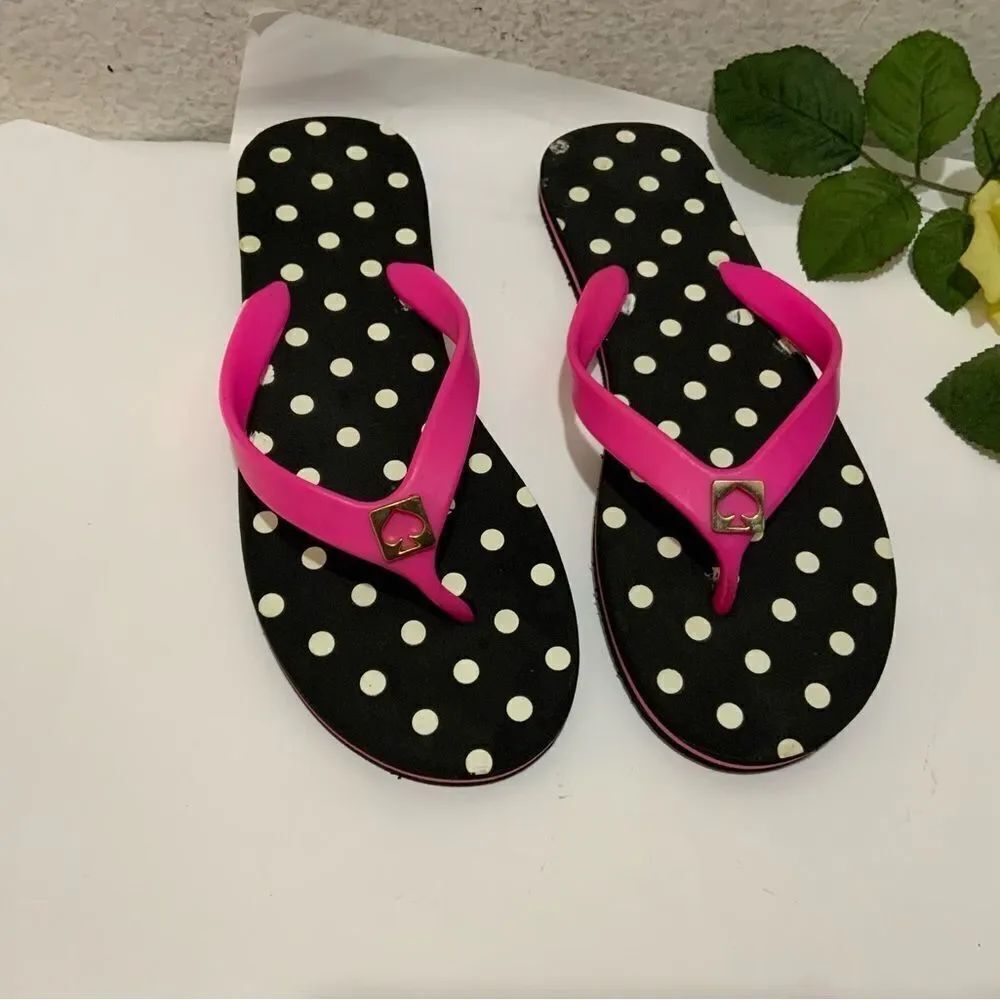 Kate Spade Black and White Polka Dot Flipflop Sandals size 7-8
